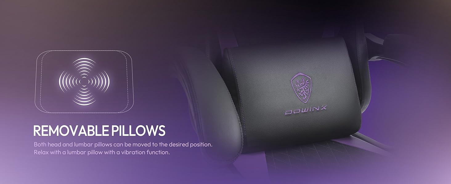 Ігровий крісло Dowinx з регульованою висотою, масажний поперековий підтримувач, ергономічний дизайн, м'яка мікрофібра велюр, потовщене сидіння, підголовник та підніжка в комплекті, регулювання на 155°, (Ліден, База)