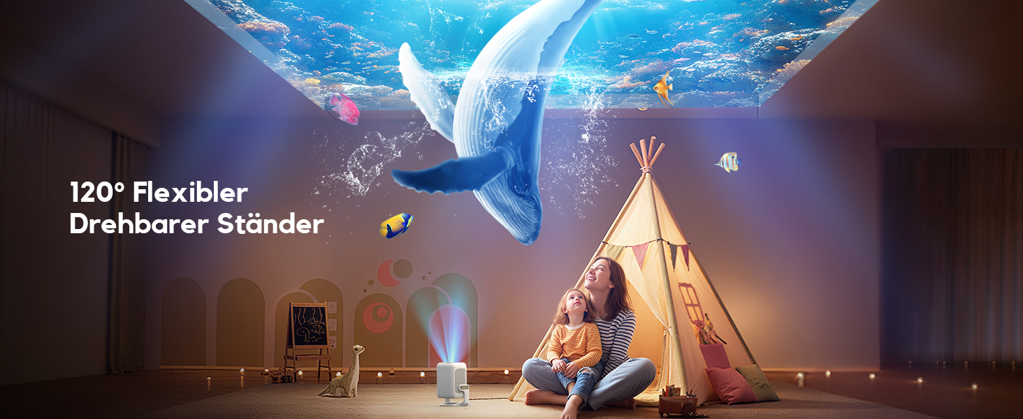 Smart проєктор AKIYO O4 з WiFi 6, Bluetooth 5.4, 4K, HDMI, USB, підтримкою PS5, автофокусом та автотрапецеїдною корекцією