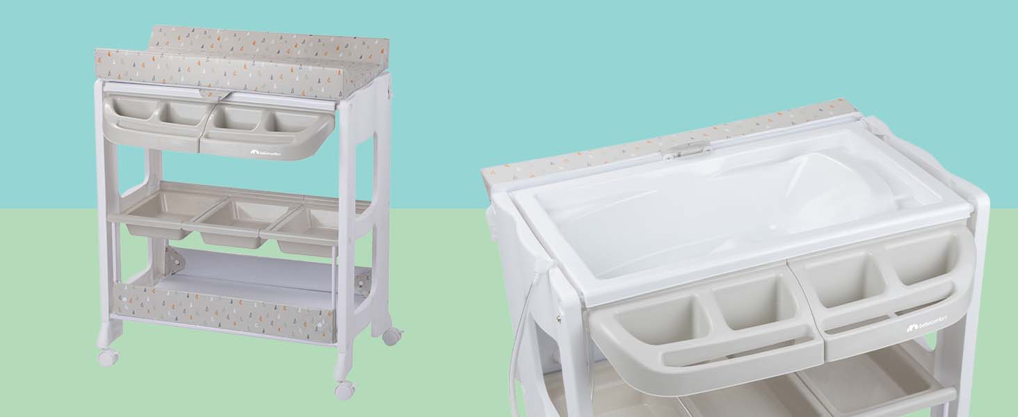 Дитяча ванночка та пеленальний столик 2-в-1 Bebeconfort Dolphy, сірий, 0-12 місяців (до 11 кг)