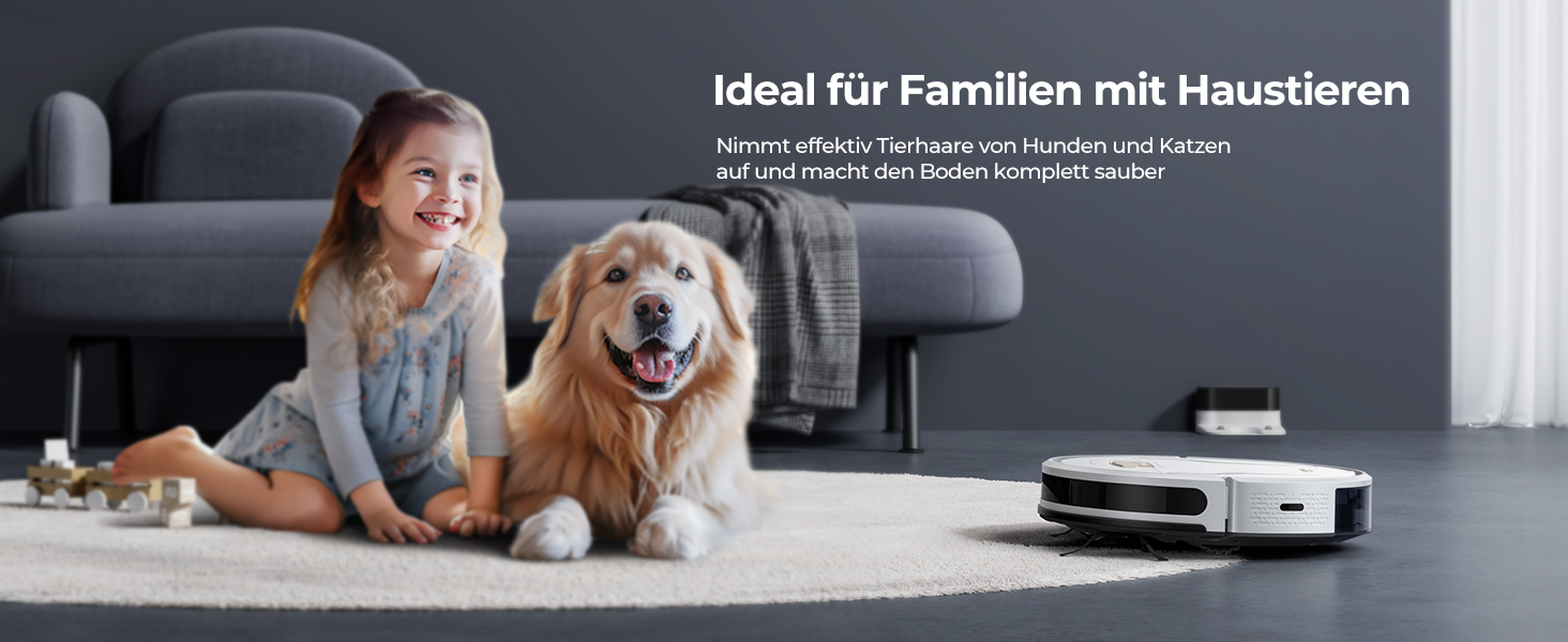 Робот-пилосос Laresar Clean з функцією миття, 4000Pa, 150 хв роботи, керування через додаток, для твердих підлог, килимів та шерсті тварин (білий)