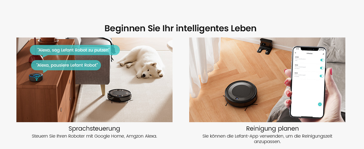 Робот-пилосос LEFANT M310: потужність 4500Pa, 180 хвилин роботи, 4 режими, Wi-Fi, керування через додаток та Alexa, для тварин та твердих підлог