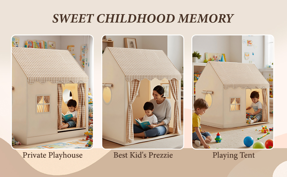 Дитячий намет-будиночок для гри в приміщенні (нейтральні кольори)