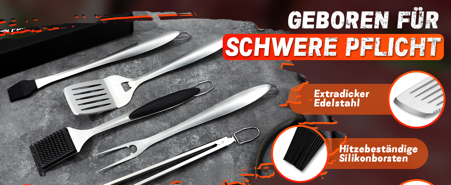 Набір гриля PURPLEBIRD 31 предмет: преміум аксесуари для барбекю з нержавіючої сталі для чоловіків та жінок, з сумкою, килимком для гриля, для саду, кемпінгу та дня народження