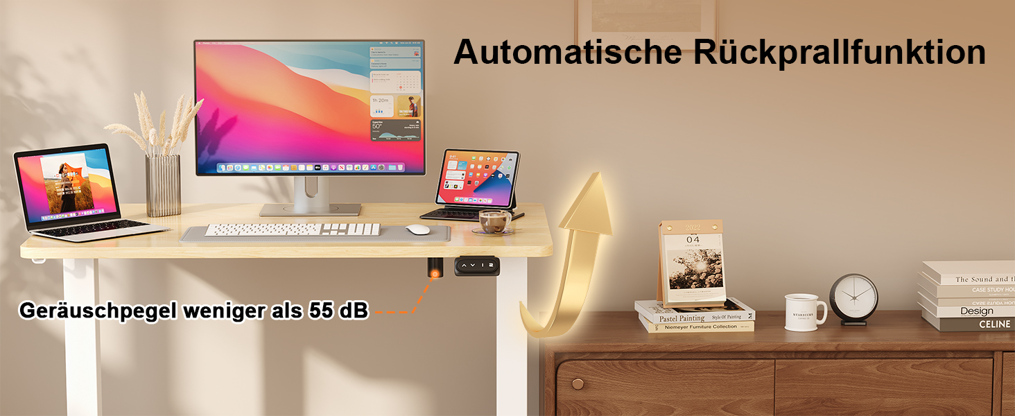 Регульований стіл JUMMICO Standing Desk: електричний, з пам'яттю, 160x70 см, білий (бежева вставка)