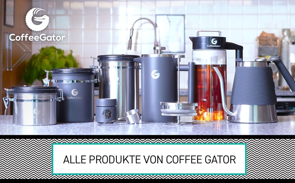 Чайник Coffee Gator На гусячій шиї з нержавіючої сталі об'ємом 1000 мл, чайник для бариста з точним виливом і вбудованим термометром (40 унцій)