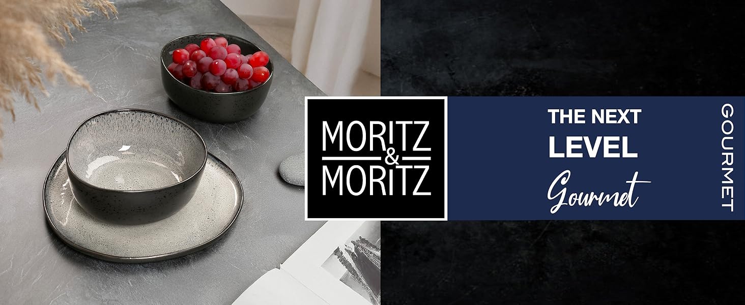 Набір посуду Moritz & Moritz ORGANIC на 6 осіб (18 предметів) - Елегантний набір тарілок з високоякісної кераміки (сірий)