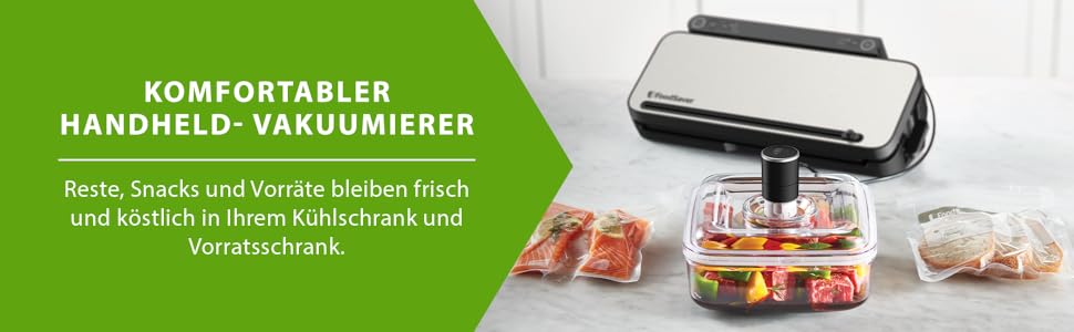 Вакууматор для продуктів FoodSaver VS3190X багатофункціональна система вакуумування, сріблястий (ручний пристрій, рулон, пакети)