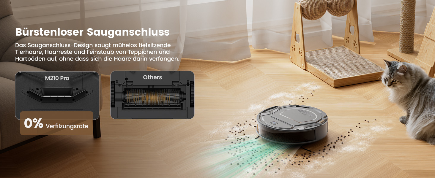 Робот-пилосос LEFANT M210P: потужний, для твердих підлог, з Wi-Fi, Bluetooth, Alexa, 2200Pa, для шерсті тварин