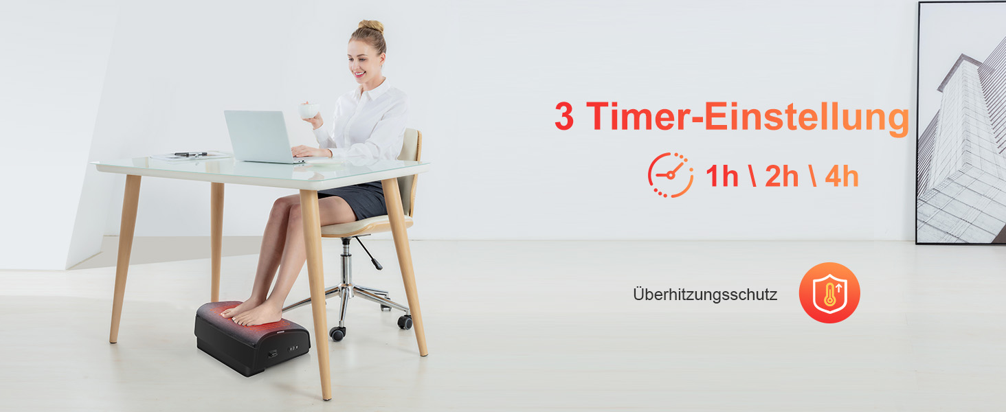 Підставка під ноги Comfier для столу, 2 режими температури (до 60°C), ергономічна підставка під ноги для офісу/дому, 2 регульовані висоти, 44x13x28 см