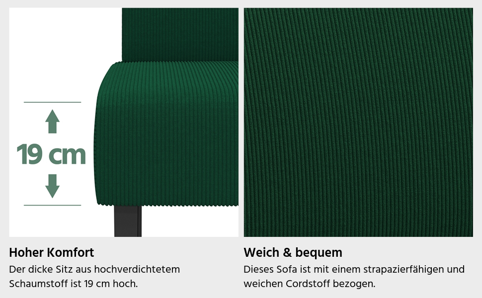 Диван-лавка Yaheetech на 2 місця, зелений, без підлокітників, для вітальні/коридору/офісу