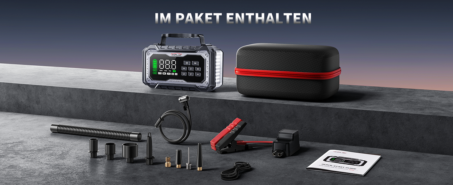 Пусковий пристрій (бустер) для авто 8000A з компресором 160 PSI та Powerbank, чорний