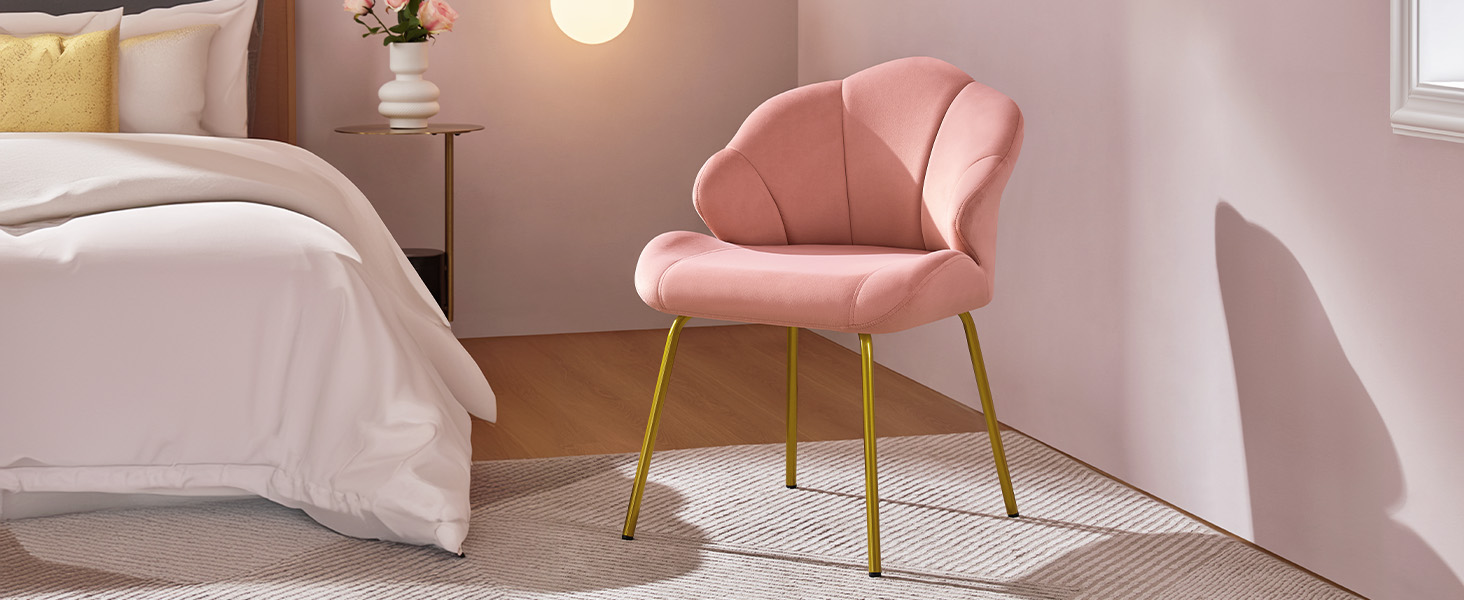 Крісло Yaheetech у формі мушлі, сучасне крісло-навушник, з металевими ніжками, поліестер, для вітальні/туалетного столика/спальні, комплект, білий (1), рожевий