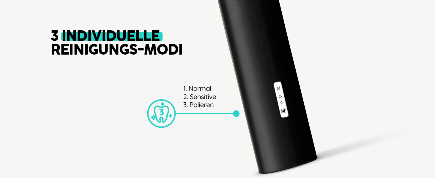 Електрична звукова зубна щітка happybrush® Eco Vibe 3+ – Чорний (Ocean) – Комплект з насадками, 2 роки гарантії