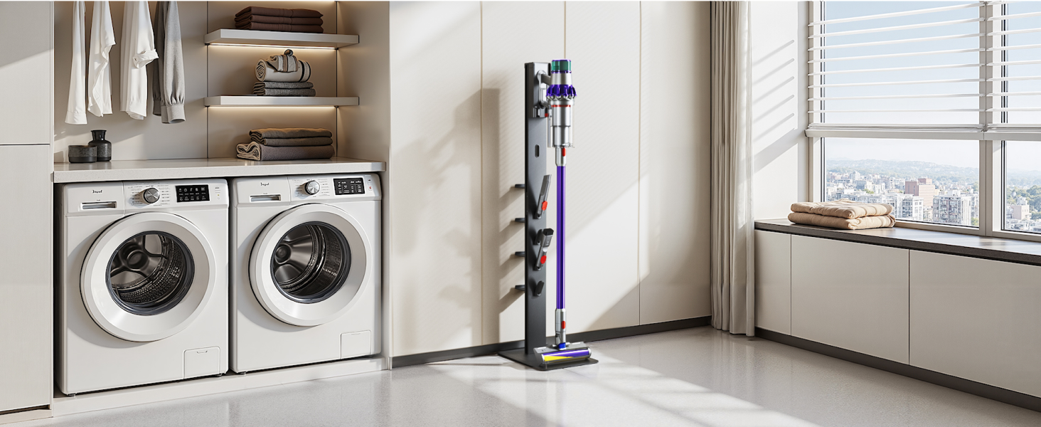 Підставка для акумуляторного пилососа Dyson з 4 гаками та 4 полицями (Gen5, V15, V12, V11, V10, V8, V7, V6) без свердління