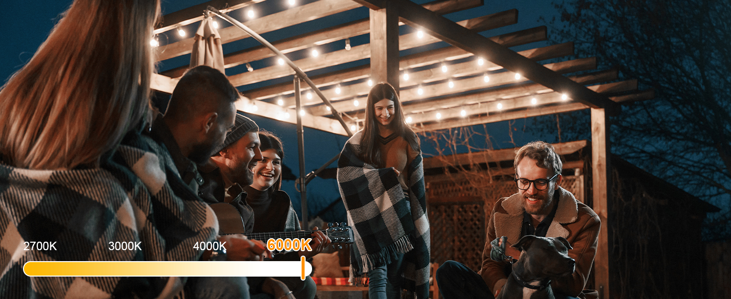 Льотна гірлянда Kawaya 10 метрів, LED, для вулиці, з 15+1 лампочками, IP65, вологостійка, тепле світло, для балкона, тераси, саду, вечірки, вологостійка