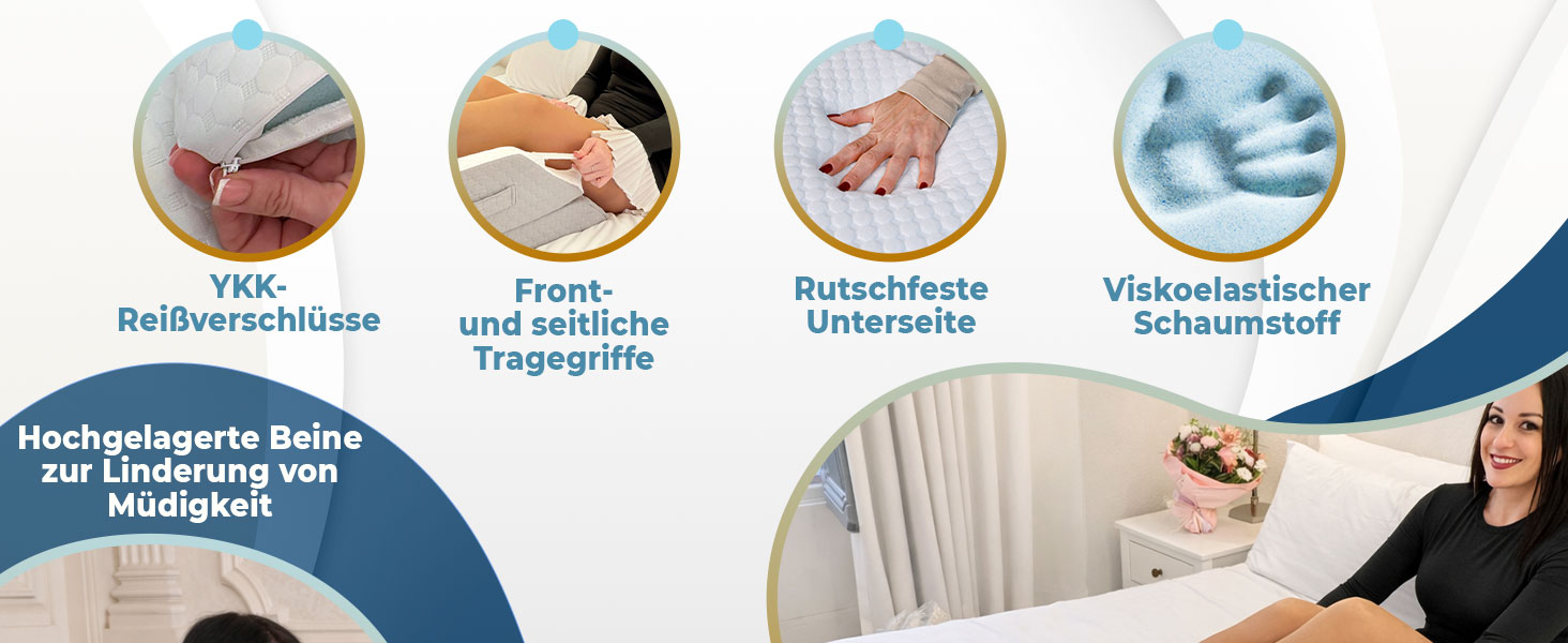 Ортопедична подушка для ніг Ritalia Venenkissen: підтримка ніг, лікування варикозу, 3 рівня висоти, сіра