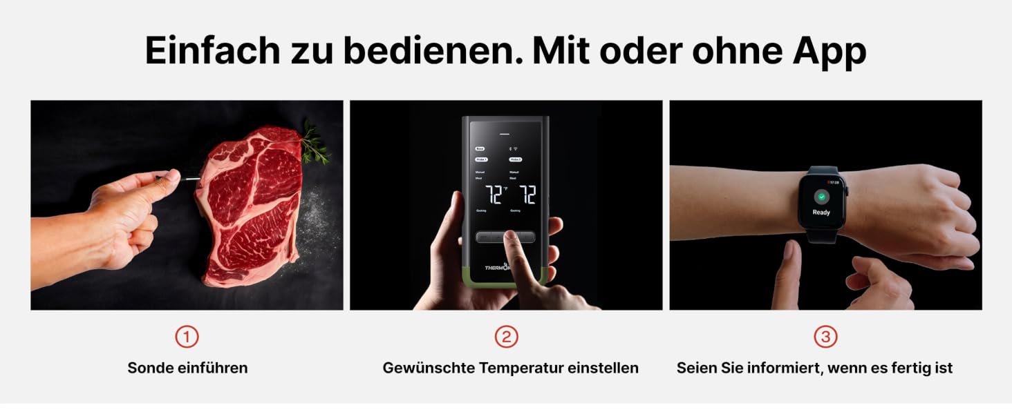 Розумний бездротовий термометр для м'яса ThermoMaven з базовою станцією, Bluetooth та Wi-Fi, 2 щупи, 6 сенсорів, NIST-сертифікований, для смокера, духовки та BBQ, колір авакадо