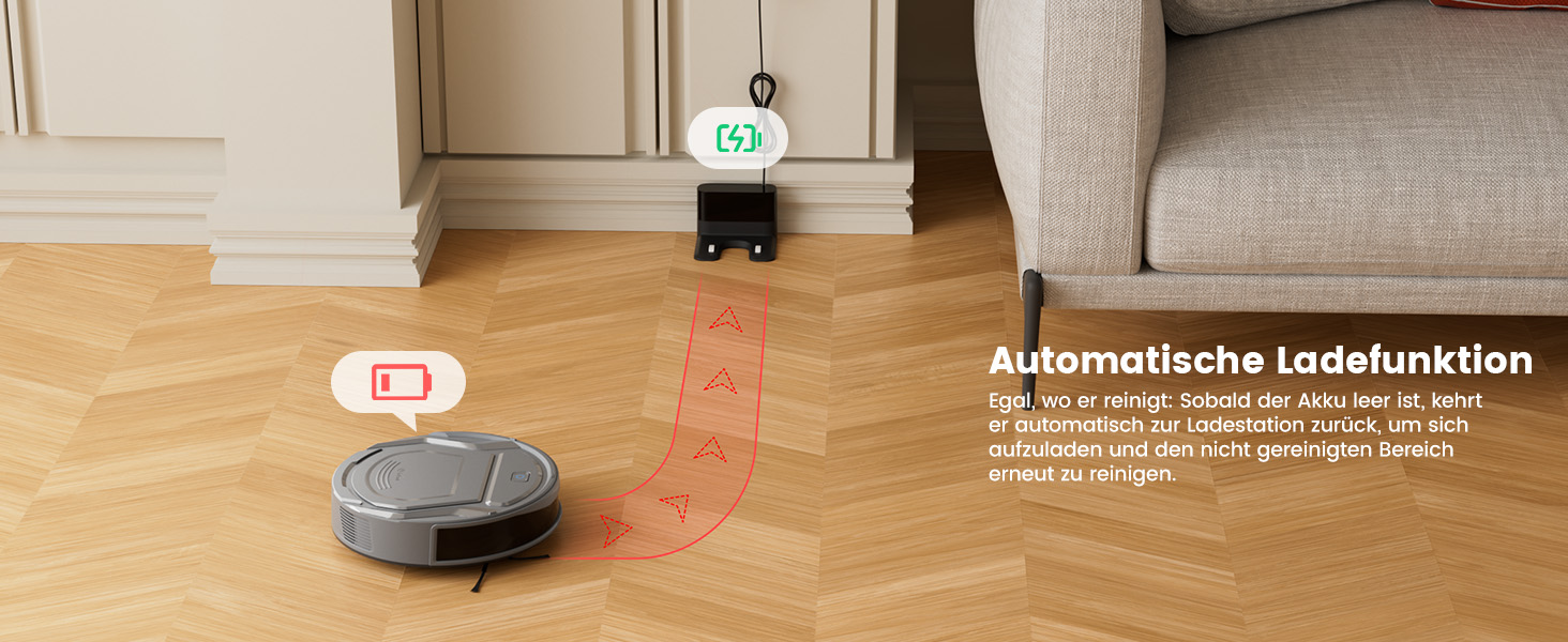 Робот-пилосос LEFANT M210P: потужний, для твердих підлог, з Wi-Fi, Bluetooth, Alexa, 2200Pa, для шерсті тварин