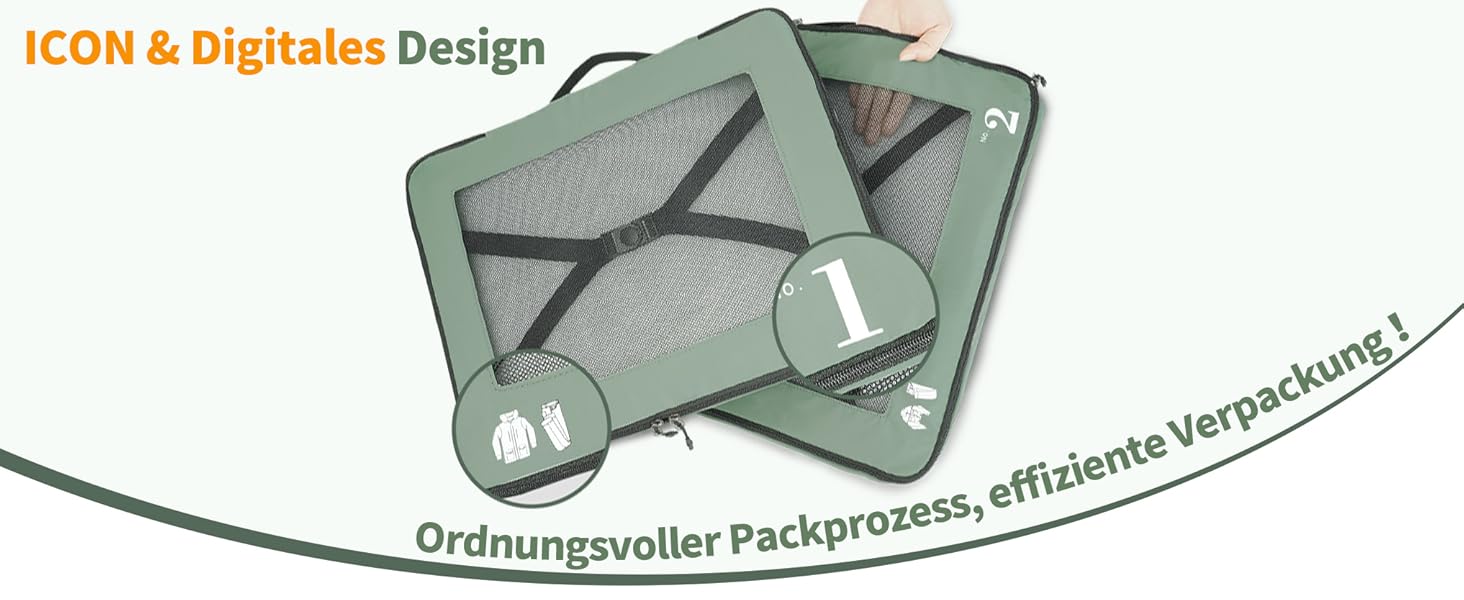 Набір органайзерів для валізи ECOHUB (7 предметів), дорожні пакувальні куби з застібкою-блискавкою з переробленого PET, синій