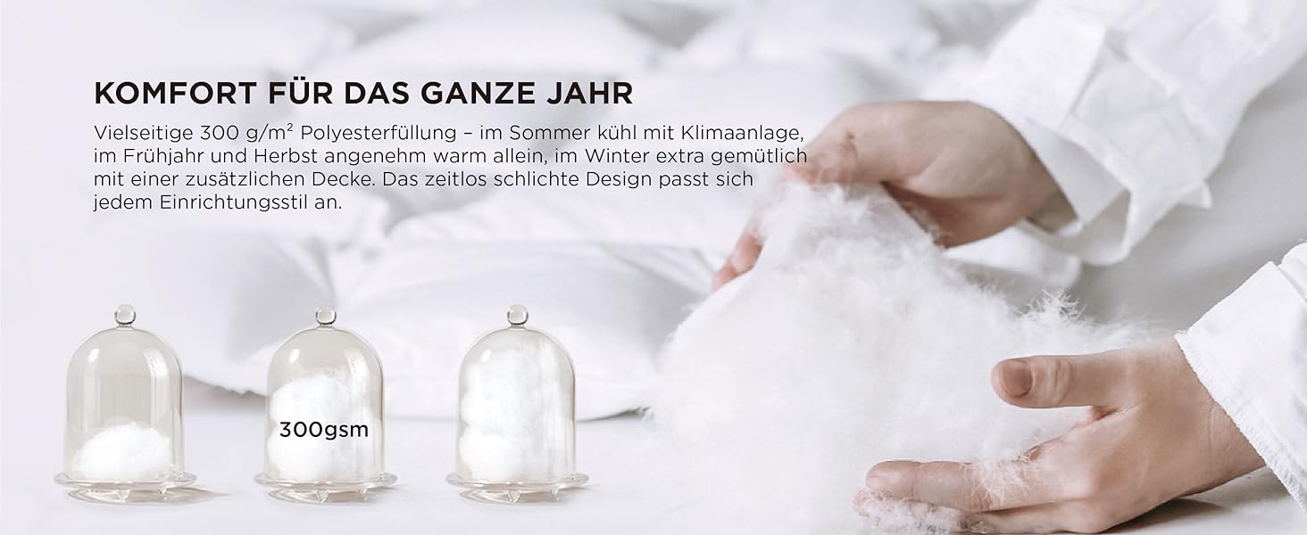 Ковдра BEDSURE 135x200 см - чотирисезонна, для алергіків, біла, 300 GSM, Oeko-Tex сертифікат