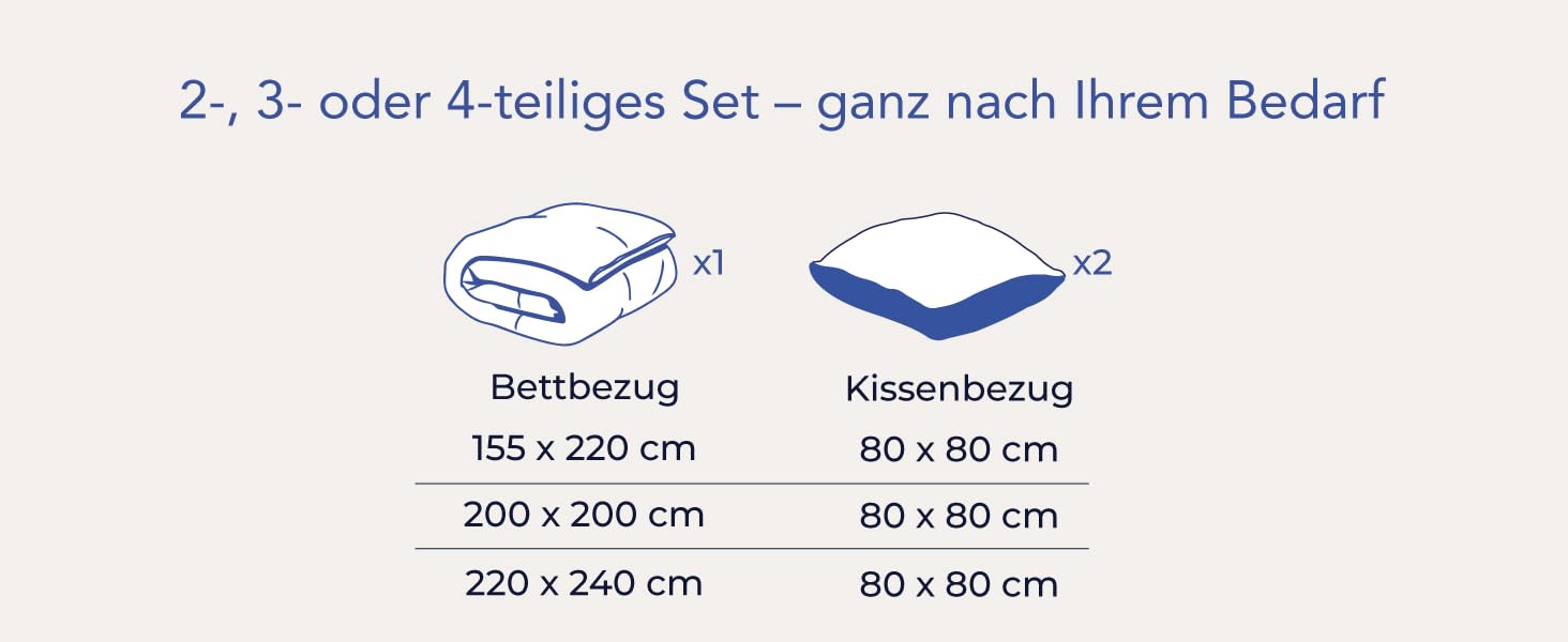 Набір постільної білизни Dreamzie з мусліну 135x200 см, 100% бавовна (4 шт.) – 2 наволочки 80x80 см, 2 наволочки 80x80 см, закривається на блискавку, сертифікат Oeko-Tex, колір: тауп