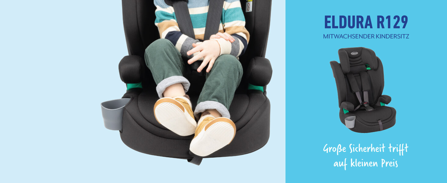 Автокрісло Graco Eldura™ R129 для дітей 15 місяців - 12 років (76-150 см), чорний колір, захист від бічного удару