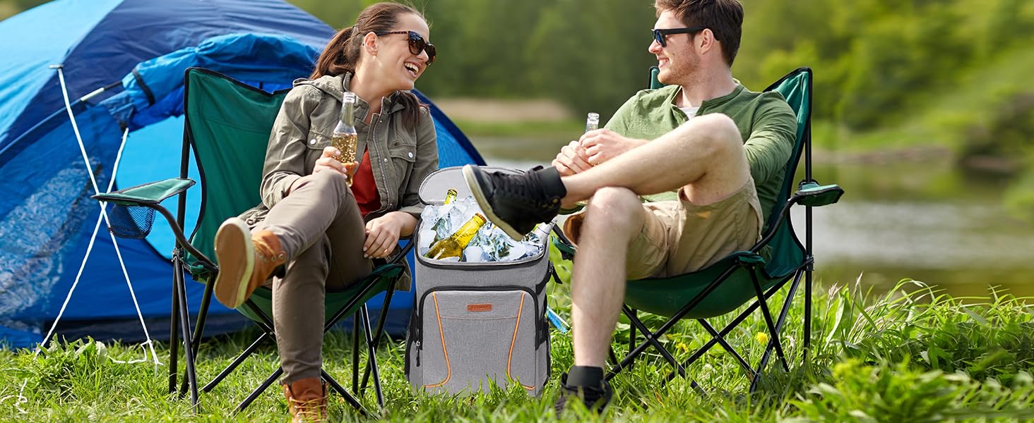 Рюкзак-холодильник Estarer 35L сірого кольору: для пікніків, кемпінгу та пляжу. З відкривачем для пляшок, водонепроникний.