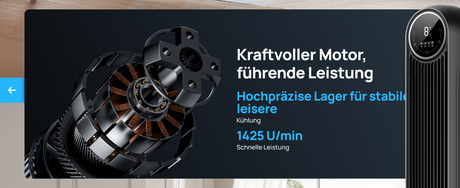 Dreo Smart Tower Fan - Безшумний вентилятор з керуванням через додаток та голосовим управлінням, 90° обертання, 4 режими, 4 швидкості, таймер 8 годин, Nomad One S, чорний