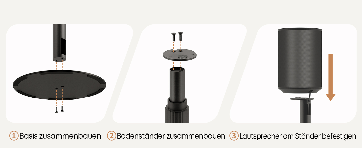 Підставка для колонок Sonos Era 100 та 300, регульована висота (68,2-106,8 см), з інтегрованим кабельним менеджментом, стабільна металева конструкція (5 кг вантажопідйомність), 1 пара (2 шт), чорний