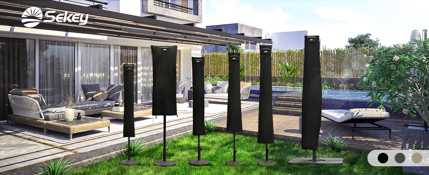 Захисний чохол для парасольки (220 x 30/50 см, чорний)