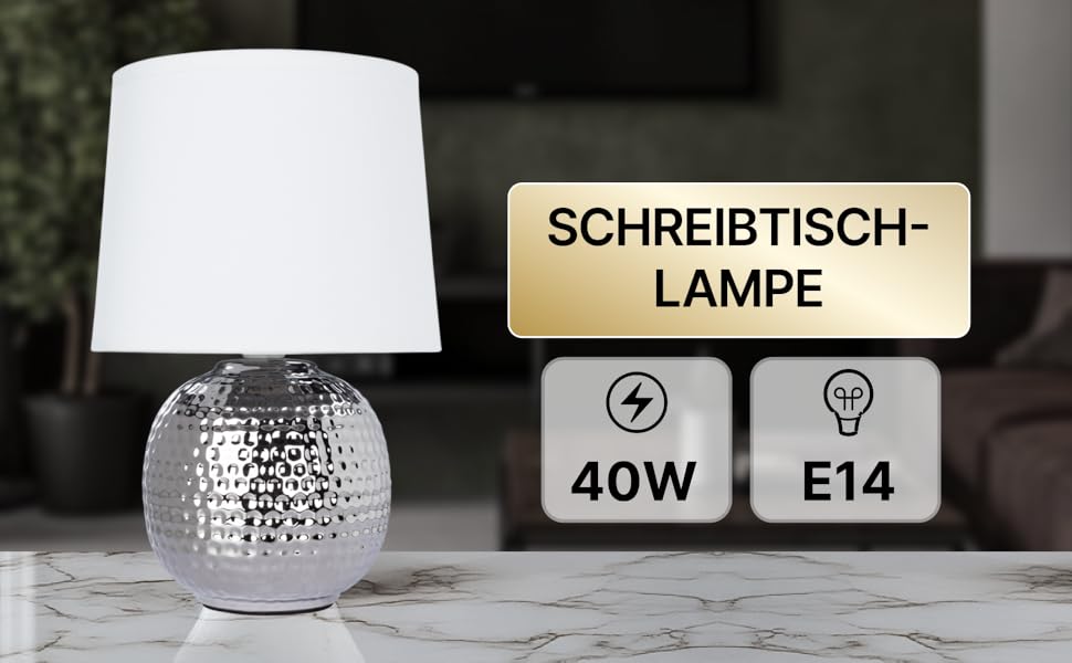 Лампа настільна ARTE LAMP LED з хромованою основою та абажуром з текстилю, біла – для вітальні та спальні