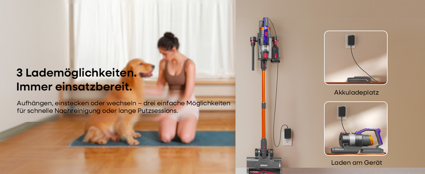 Акумуляторний пилосос KIPMAX 50000Pa, 550W, 70хв, 1.5л, з дисплеєм, анти-заплутальна щітка, 7-шаровий фільтр, 2 аромапластини, для килимів, шерсті тварин, твердих підлог, фіолетово-золотий