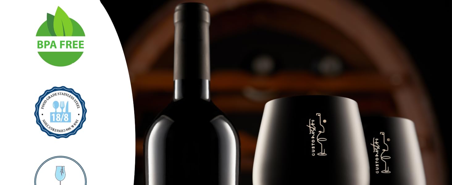 Набір келихів Gusto Nostro з нержавіючої сталі (4 шт.) - 540 мл, чорний колір. Ідеально для шампанського та коктейлів.