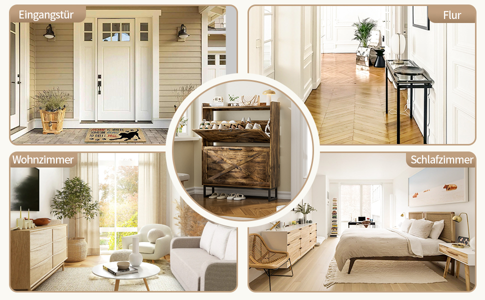 Шафа для взуття з 2 відкидними дверцятами, полиця для взуття в передпокій, вузька шафа-кіпер для взуття з 4 полицями, тумба для взуття з металевими ніжками, органайзер для взуття з дерева для стіни, 80x23,8x101,7 см, Білий (Коричневий)