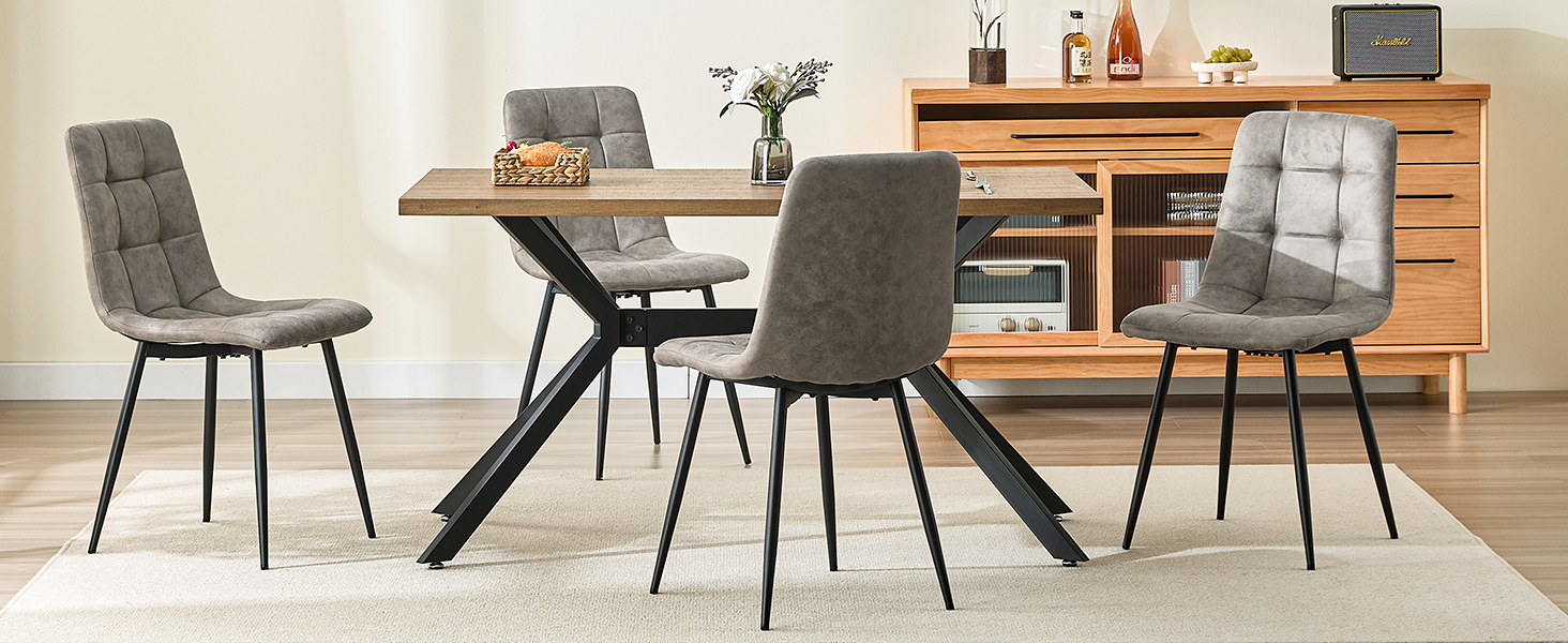 Набір з 4 кухонних стільців Techno, оббивка з тканини, м'які стільці з чорними металевими ніжками, оливковий колір