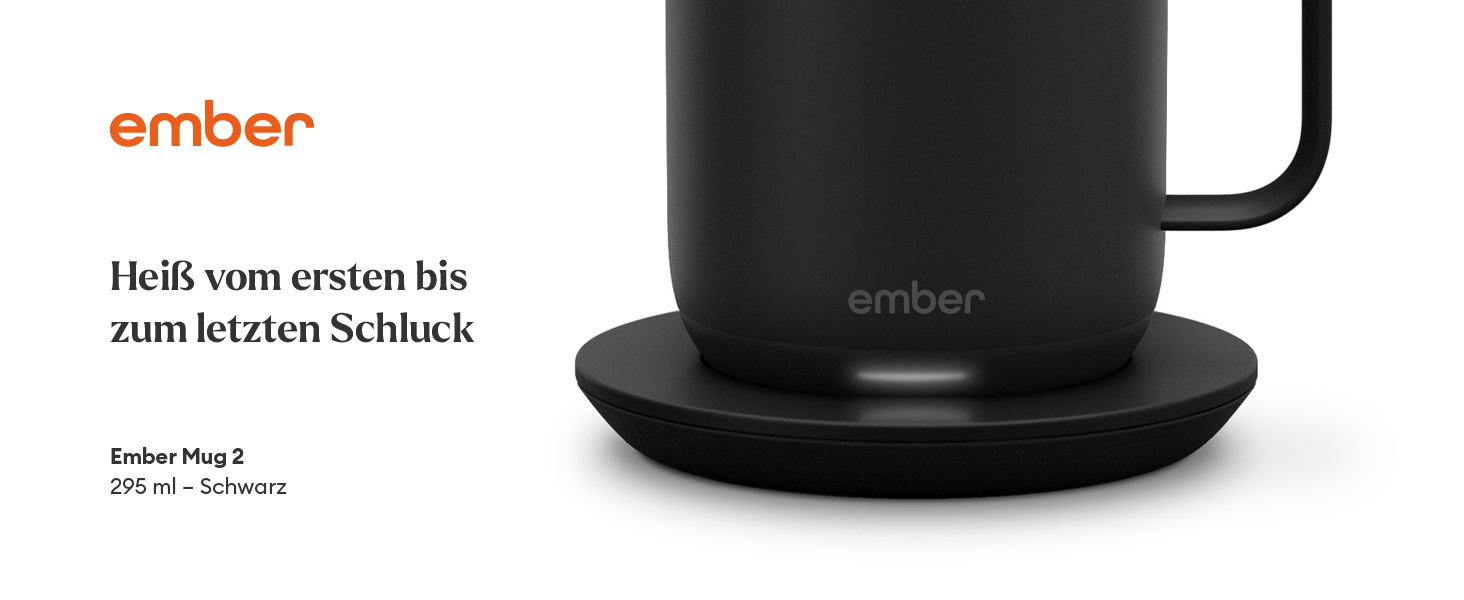 Розумний термокружка Ember Smart Mug 2, 295 мл, чорний: регулювання температури через додаток, LED дисплей, акумулятор, покращений дизайн