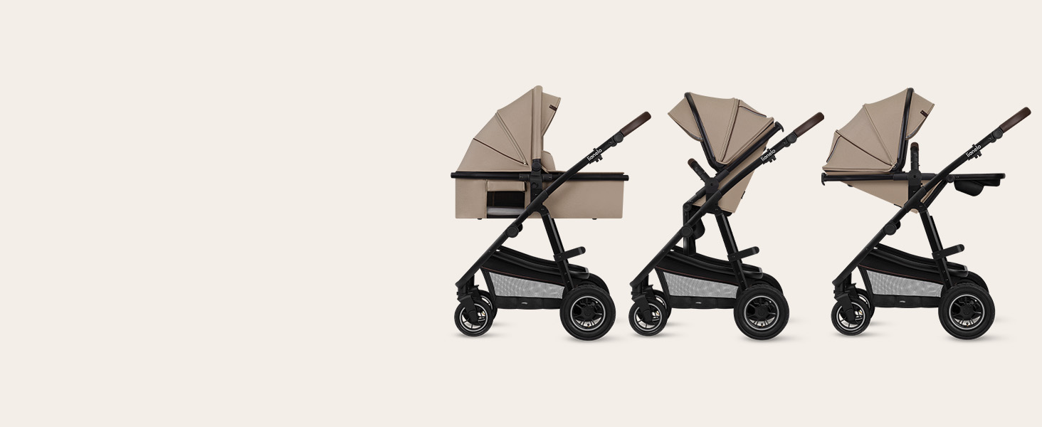 Дитячий візок Lionelo Amber 2 в 1 (Black Onyx) - універсальний, з люлькою та прогулянковим блоком, в комплекті сумка, москітна сітка, дощовик