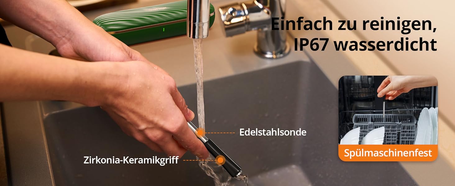 Бездротовий термометр для м'яса з Bluetooth, дальність 150м, IP67, з рецептами, для приготування, гриля та BBQ, INT-11XB