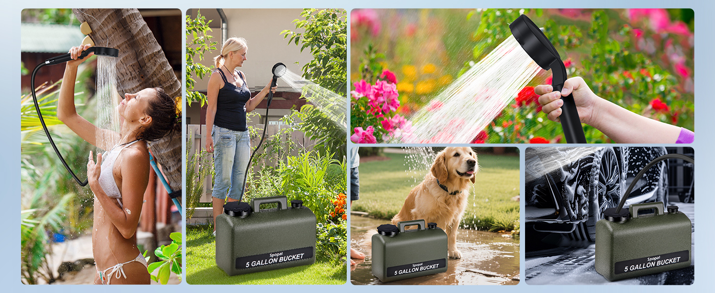 Портативна душова кабіна для кемпінгу з акумулятором 10000mAh та 20л баком, комплект для відпочинку на природі, саду, автомийки та тварин