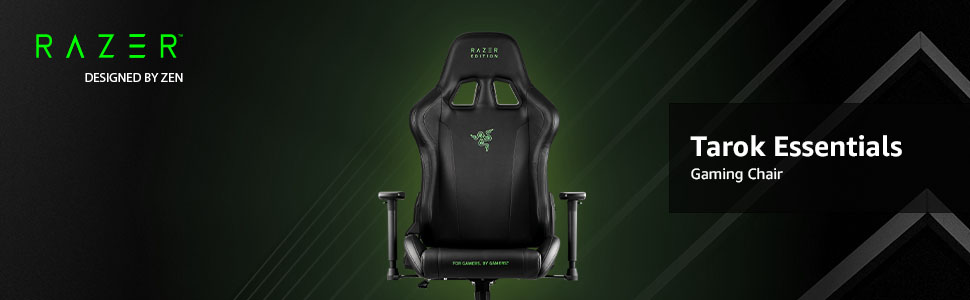 Ігрове крісло Razer TAROK Essentials Edition від Zen Gaming, з підтримкою попереку та шиї, 3D підлокітники, чорний/зелений колір