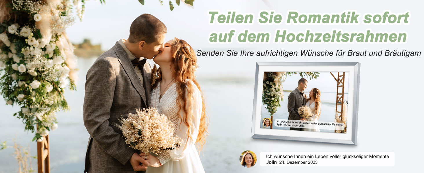 Цифровий рамка для фотографій з дерева, Wi-Fi, 32GB, 10.1 дюйма, IPS сенсорний екран, Frameo APP, подарунок, дуб (срібло)