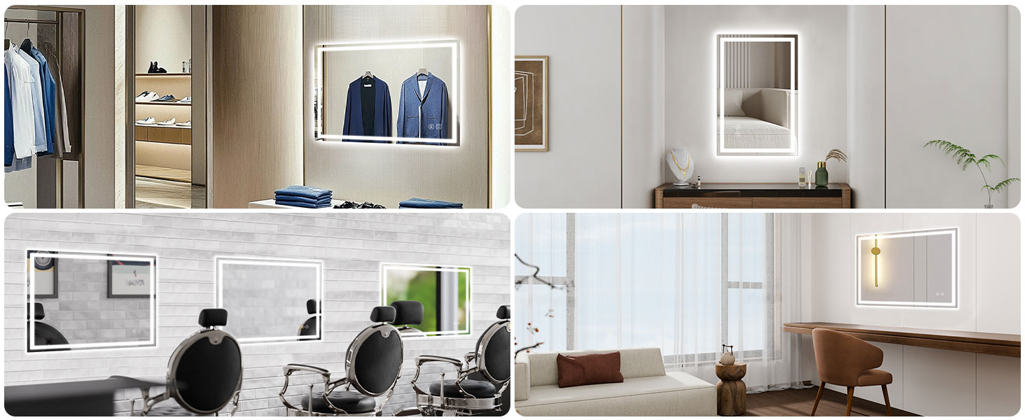 Дзеркало для ванної кімнати Habison з підсвічуванням LED, 50x70 см, сенсорне керування, регулювання яскравості, 3 колірні температури, функція пам'яті, антизапар, без Bluetooth