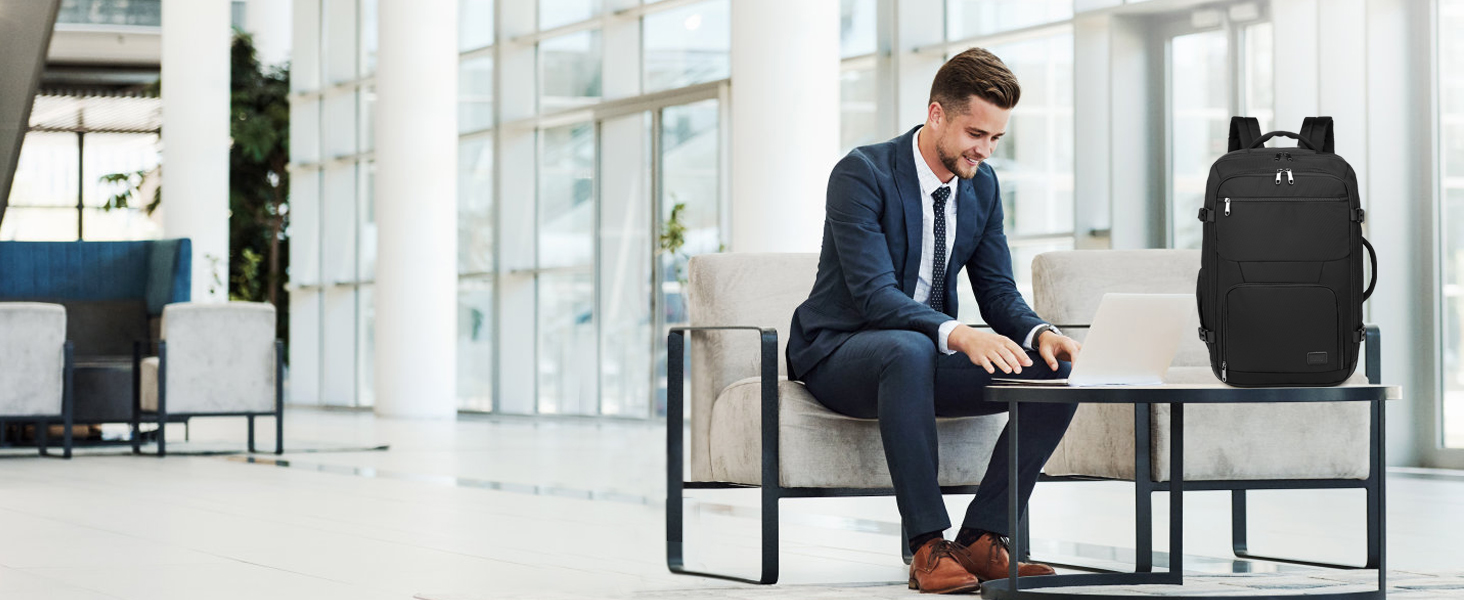 Рюкзак KONO для ручної поклажі літака, великий, водонепроникний, 55 x 35 x 20 см, 38L (Чорний)