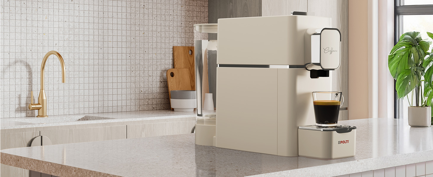 POLTI Coffea S15W: Еспресо-машина з сумісністю з E.S.E. Pads 44 мм, об'єм бака 0,85 л, тиск помпи 19 Bar, білий колір (бежевий)