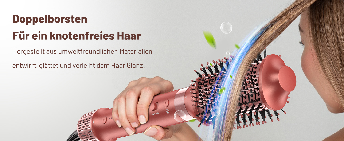 HITTIONA 5-в-1 Airstyler + Фен-щітка для волосся з іонізацією 110 000 об/хв, Автоматичний локон, Без термопошкоджень, Швидке сушіння та об'єм, Професійний стайлер для всіх типів волосся + Чохол для подорожей, Колір: Вишнево-червоний