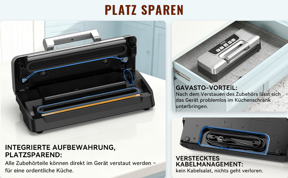Вакууматор для продуктів Gavasto з подвійним насосом 90кПа, 9л/хв, LED-дисплеєм та режимами «Волого/Сухо», сріблястий