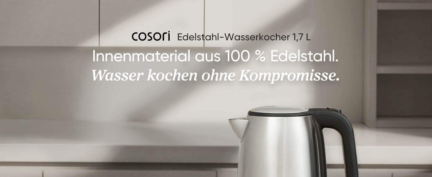 Електричний чайник COSORI з лебединим носиком, 0.8 л, регулювання температури, 80°C - 100°C, функція підтримки тепла до 60 хв, чорний (з нержавіючої сталі)