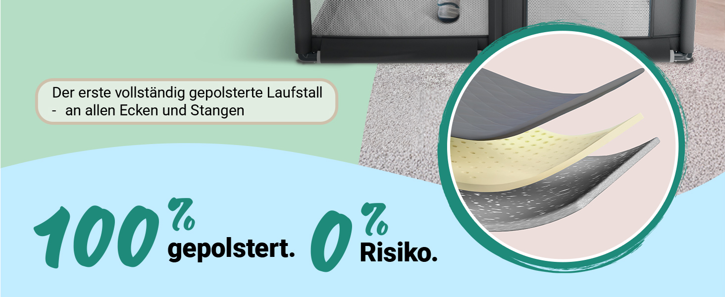 Дитячий манеж Laufstall – [НОВИНКА 2025] – Дитячий манеж, ігровий майданчик, огорожа для дитини, манеж для дітей, Play Pen – [Перевірено в лабораторії] – Дихаючий матеріал, повністю оббитий - 130x130 см