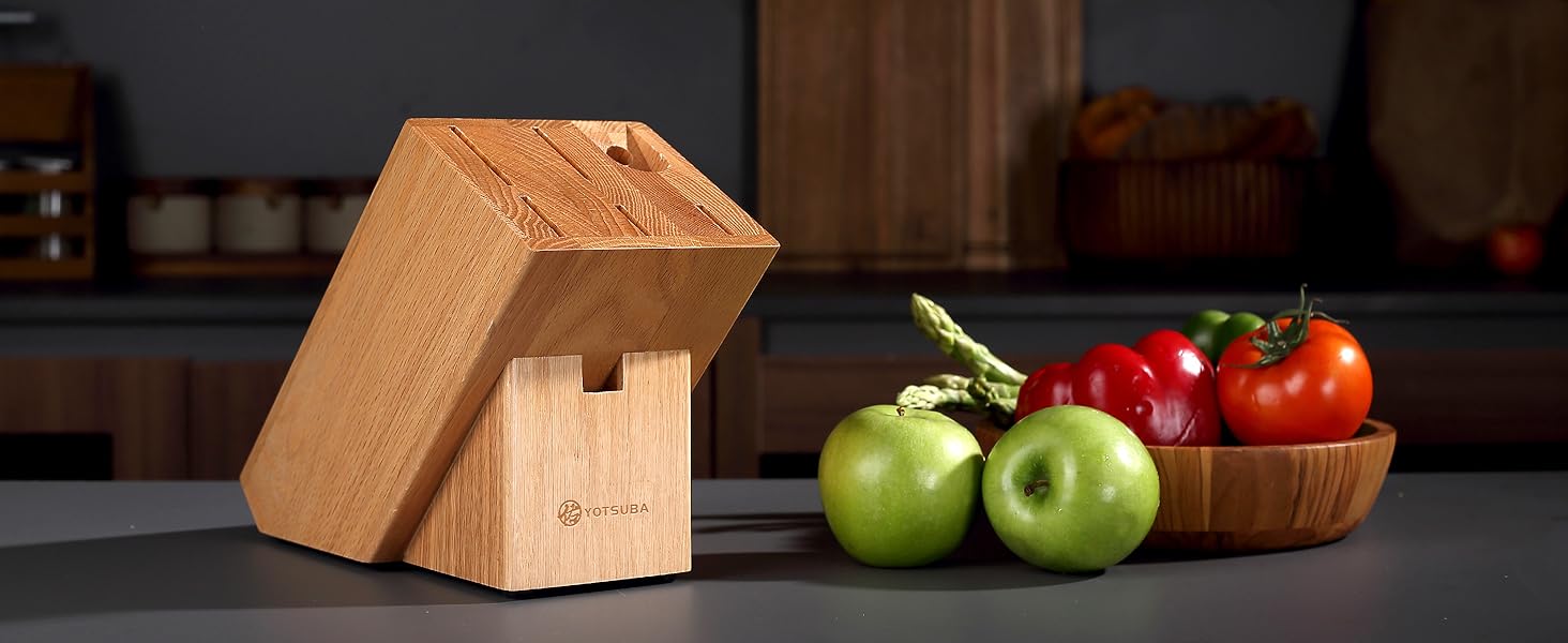 Набір кухонних ножів YOTSUBA 8 предметів з дерев'яним блоком, точилка, ножиці, кухонні ножі з нержавіючої сталі