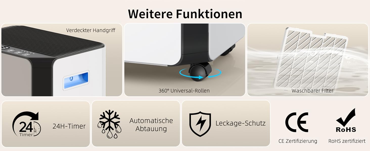 Електричний осушувач повітря HUMILABS 20L з Wi-Fi, для приміщень до 60 м², з гофрованим шлангом, резервуар 4,5л, 3 режими, таймер 24г, білий